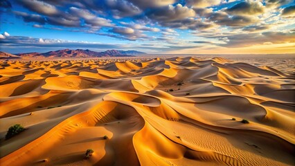 A stunning aerial view of the vast sand dunes in the Sahara desert - Powered by Adobe
