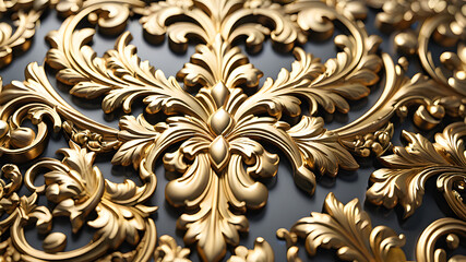 Closeup of a Gold Ornament: Detailed Painted Surface with Shiny Metallic Texture
