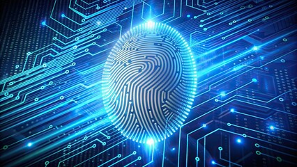 Digital fingerprint on technology background
