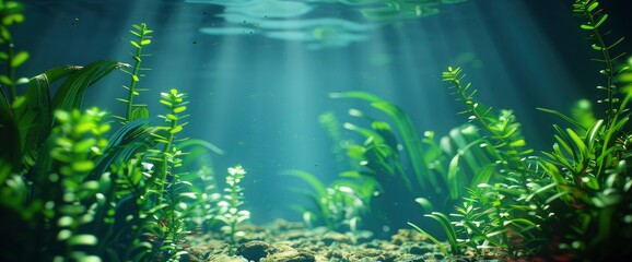 Obraz premium Abstract Underwater Cave With Luminous Plants, Background