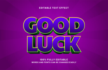 good luck editable text effect in happy and game text style