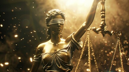 A statue of a woman holding a blindfold and a scale, Themis or Lady Justice concept