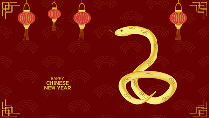 Year of Snake. Happy Chinese New Years Eve 2025. Golden Snake. Lunar calendar. Banner template postcard poster web design. Vector illustration