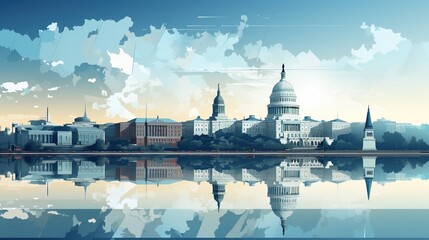 Architectural Wonders: Colorful Travel Illustration of Famous Cities