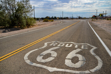 ルート66の道路サインの写真、無人