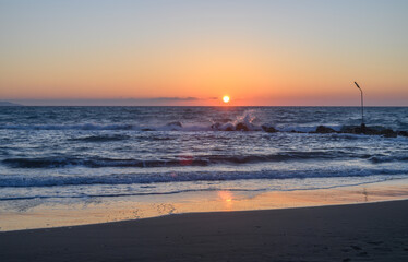 beautiful sunset on the Mediterranean Sea in Cyprus in spring 1