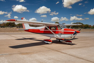 small plane landed on the airport ready to go