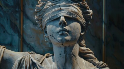 A statue of a woman with her eyes covered, Themis or Lady Justice concept
