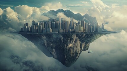 City and mountain background concept. State of mind