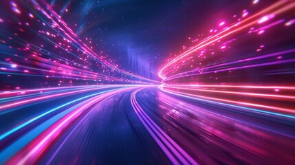 Colorful abstract light trails in motion, creating a vibrant and futuristic effect, perfect for modern backgrounds and digital design concepts.