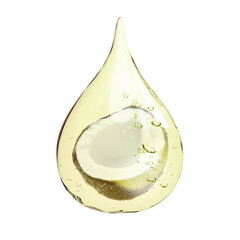 Cooking oil drop with coconut inside isolated on white