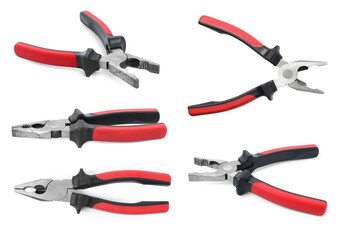 Pliers isolated on white, set. Construction tool