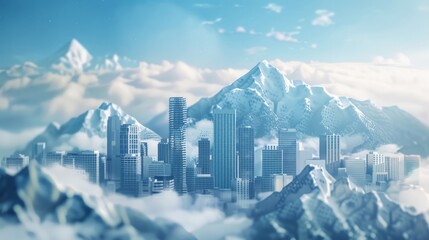 Fototapeta premium City and mountain background concept. State of mind