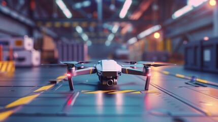 A drone being recharged at a docking station ready to resume its delivery route.