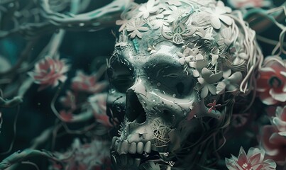 cybernetic aesthetic very realistic cyber style skull technology and cybernetic ai generated
