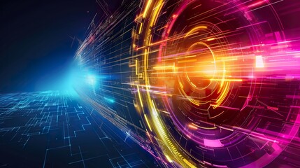 A futuristic technology background featuring vibrant and colorful abstract patterns, perfect for wallpaper use