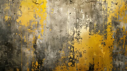 An abstract wallpaper featuring a textured paint blend of yellow and gray hues