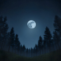 full moon over the forest