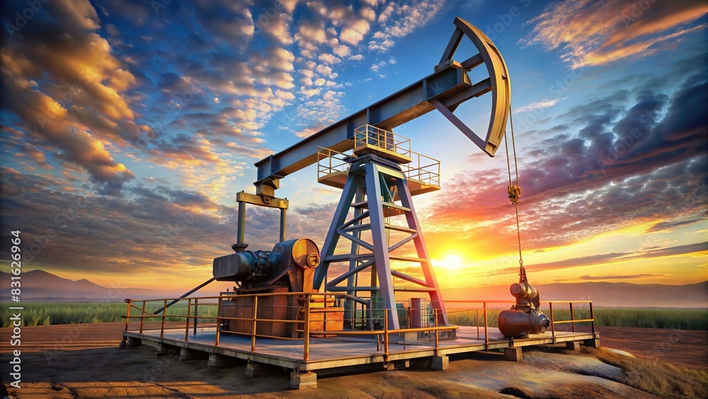 Wall mural realistic 8k oil derrick pump generated with technology - Wall murals