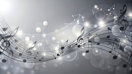 Abstract background with musical notes in grey color, perfect for a banner design