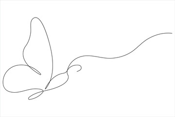 Continuous one line art drawing of butterfly design minimalism outline vector art illustration

