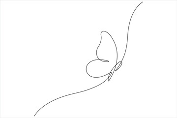 Continuous one line art drawing of butterfly design minimalism outline vector art illustration

