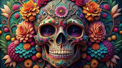 Luxurious and diverse skull designs featuring intricate details and vibrant colors