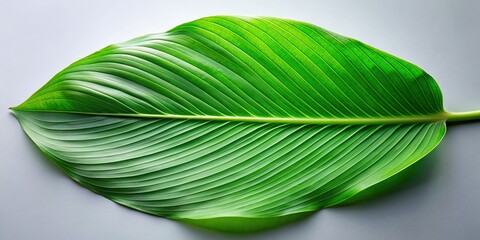 Long green leaf on background