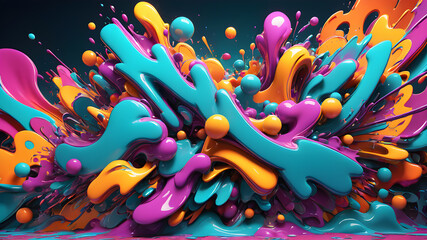 Vibrant abstract graffiti art style background with dynamic shapes and bold colors, Generative AI