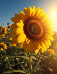 Obraz premium Colorful flowers with morning sunlight, sunrise.