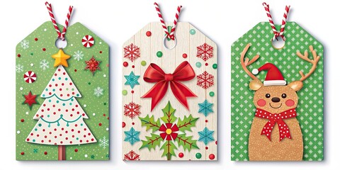Christmas gift tags and party invites with a festive paper craft style