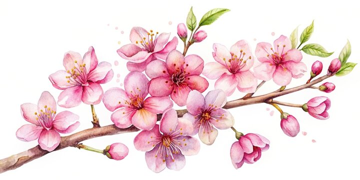 recommend clip art: Watercolor sakura cherry blossom clip art with no background