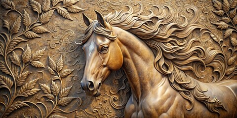 horse relief wallpaper with intricate details, realistic appearance, and lifelike textures