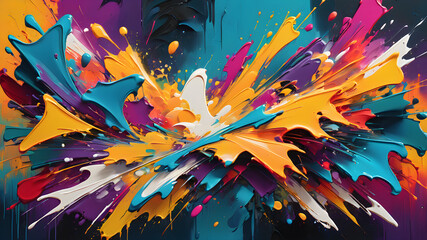 Vibrant abstract graffiti art style background with dynamic shapes and bold colors, Generative AI