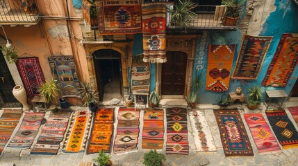 corpus christi, a building with a lot of rugs on the ground