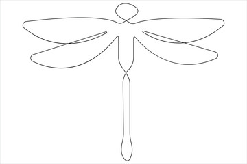  Dragonfly continuous one line art drawing of outline vector illustration