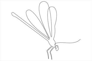  Dragonfly continuous one line art drawing of outline vector illustration