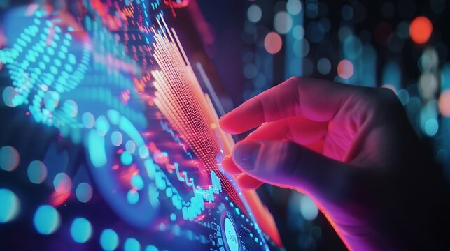 Data science business analysis and strategy big data conceptBusiness teamwork analyzing financial graph on virtual touch screen futuristic technology solution for business development : Generative AI