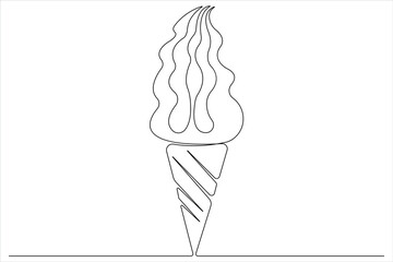  Continuous one line art drawing of delicious and cool fresh ice cream, minimalism design outline vector
