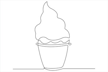  Continuous one line art drawing of delicious and cool fresh ice cream, minimalism design outline vector
