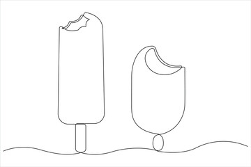 Fototapeta premium Continuous one line art drawing of delicious and cool fresh ice cream, minimalism design outline vector 