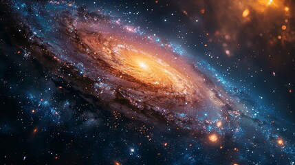 Fototapeta premium a spiral galaxy with a bright center surrounded by stars