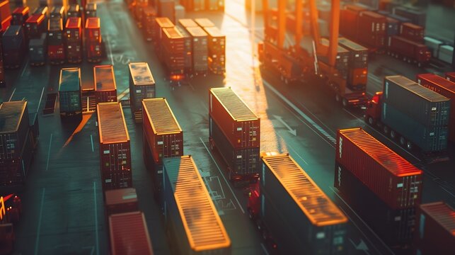 Transportation and logistic network distribution growth Container cargo ship and trucks of industrial cargo freight for shipping Business logistic import export and transport industry : Generative AI
