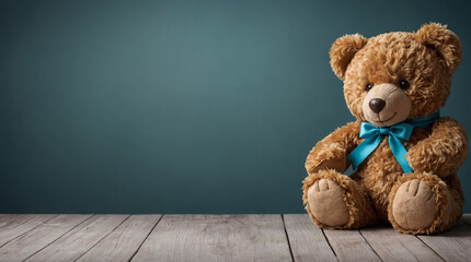 Obraz premium Whimsical Delights Teddy Bear on One-Color Background with Free Text Space