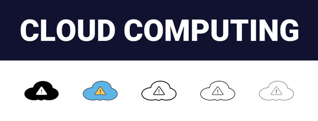 Different style cloud computing icons set collection on white background, cloud services, server, cyber security, Editable, filled, outline, line and stroke style can be used for web, mobile, ui,