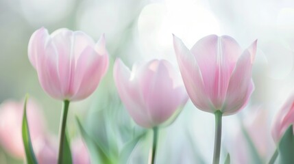 Fototapeta premium Calm and Serene Landscape with Soft Pastel Colors, Featuring a Tranquil Beach Scene at Sunrise. Peaceful Ocean Waves, Gentle Sky Hues, and Relaxing Atmosphere Perfectly Captured.