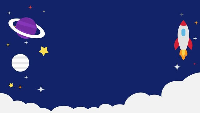 Animation footage rocket with solar system space adventure with copy space area. Suitable for children product vector illustration