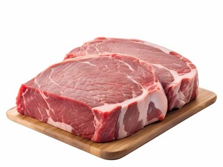 Fresh raw beef isolated on a white background, delicious red steak meat 