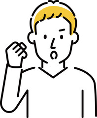 定番　伝わる 人物イラスト　ガッツポーズ　男性20代