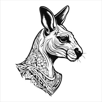 Kangaroo outline tattoo with simple black paint